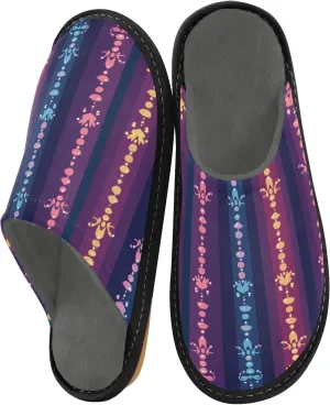 Nander Mardi Gras Vintage Knitted Pattern Women's House Slippers,Men's Non-slip Fuzzy Slippers Soft Comfy Memory Foam Indoor Outdoor House Shoes-25