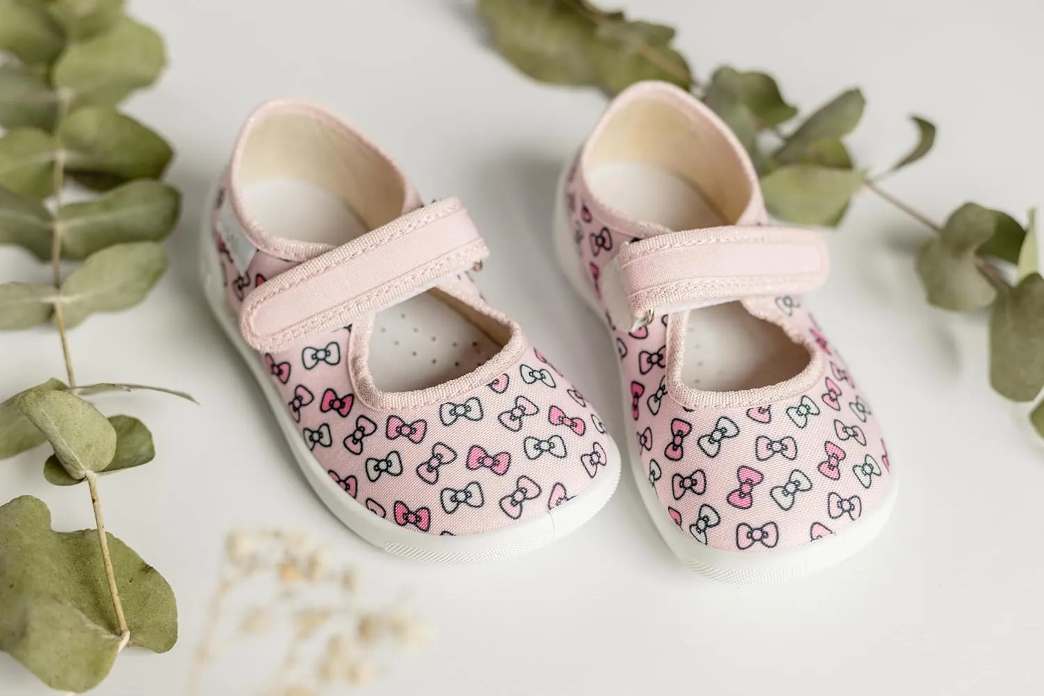 Natur Toddler Girls Mary Jane Canvas Shoes Textile with Patterns Loop Strap Non-Slip Sole