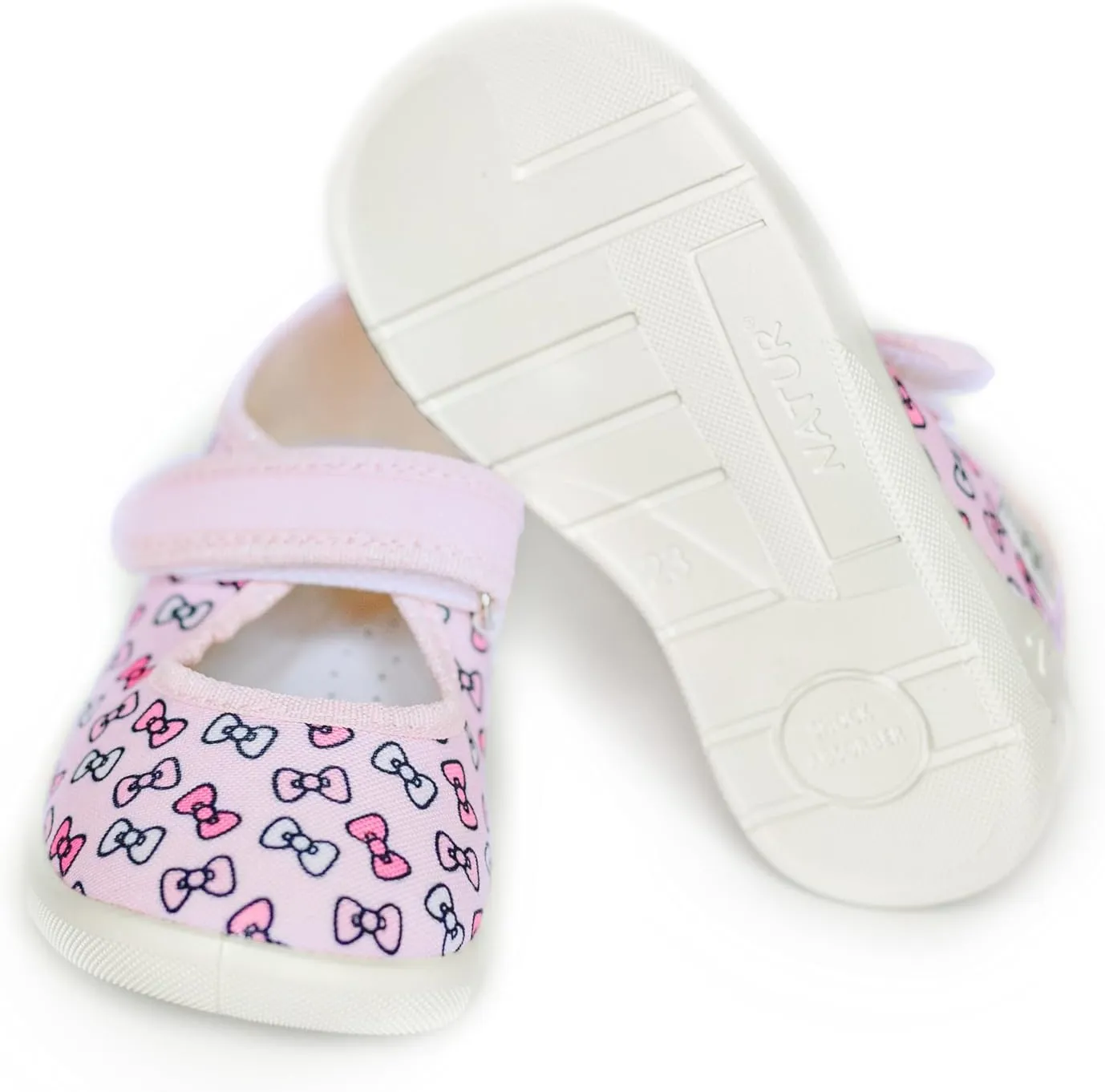 Natur Toddler Girls Mary Jane Canvas Shoes Textile with Patterns Loop Strap Non-Slip Sole