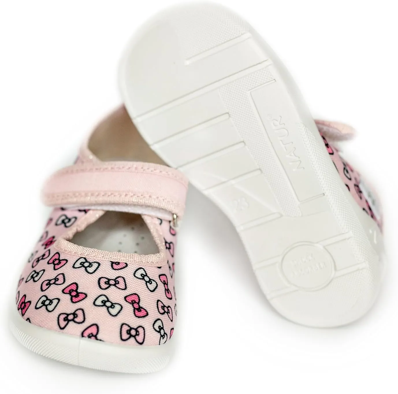 Natur Toddler Girls Mary Jane Canvas Shoes Textile with Patterns Loop Strap Non-Slip Sole