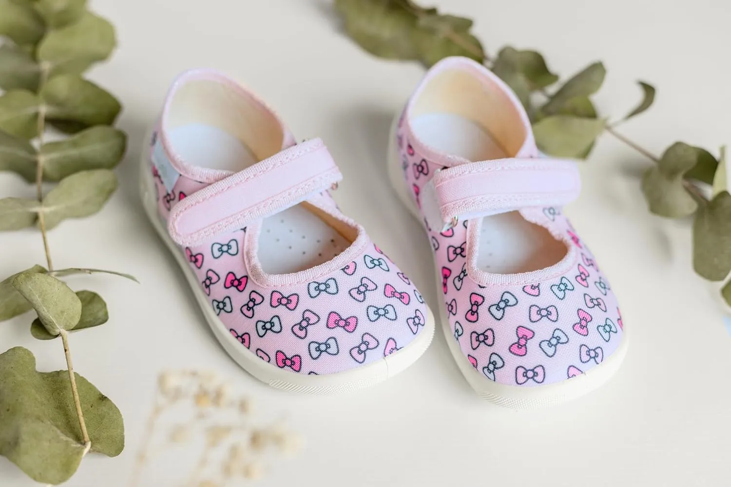 Natur Toddler Girls Mary Jane Canvas Shoes Textile with Patterns Loop Strap Non-Slip Sole