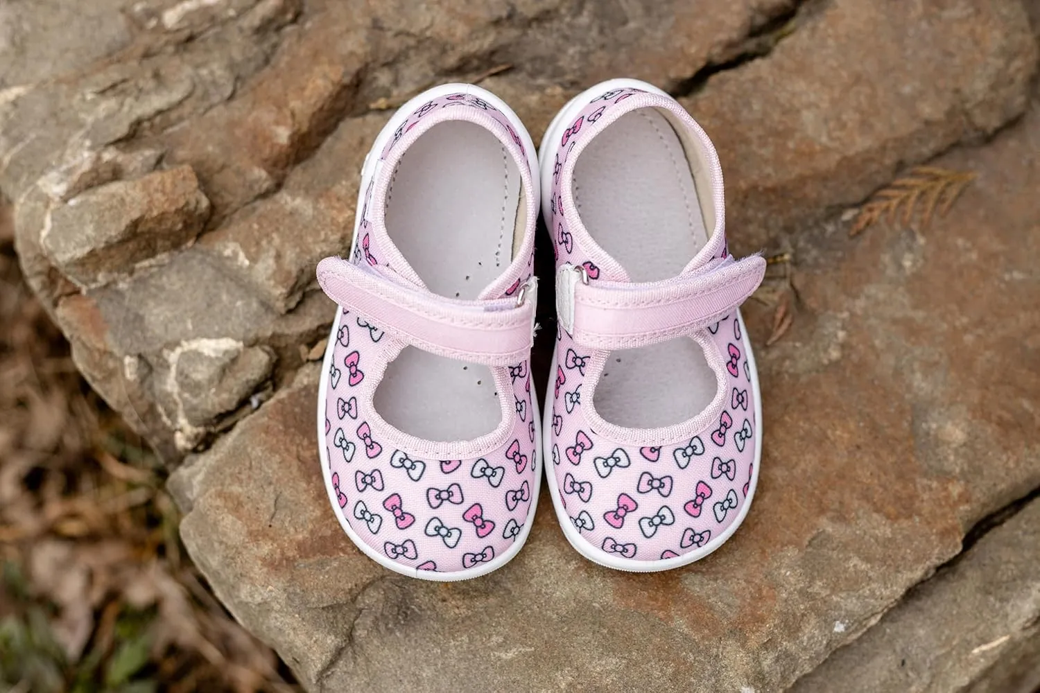 Natur Toddler Girls Mary Jane Canvas Shoes Textile with Patterns Loop Strap Non-Slip Sole