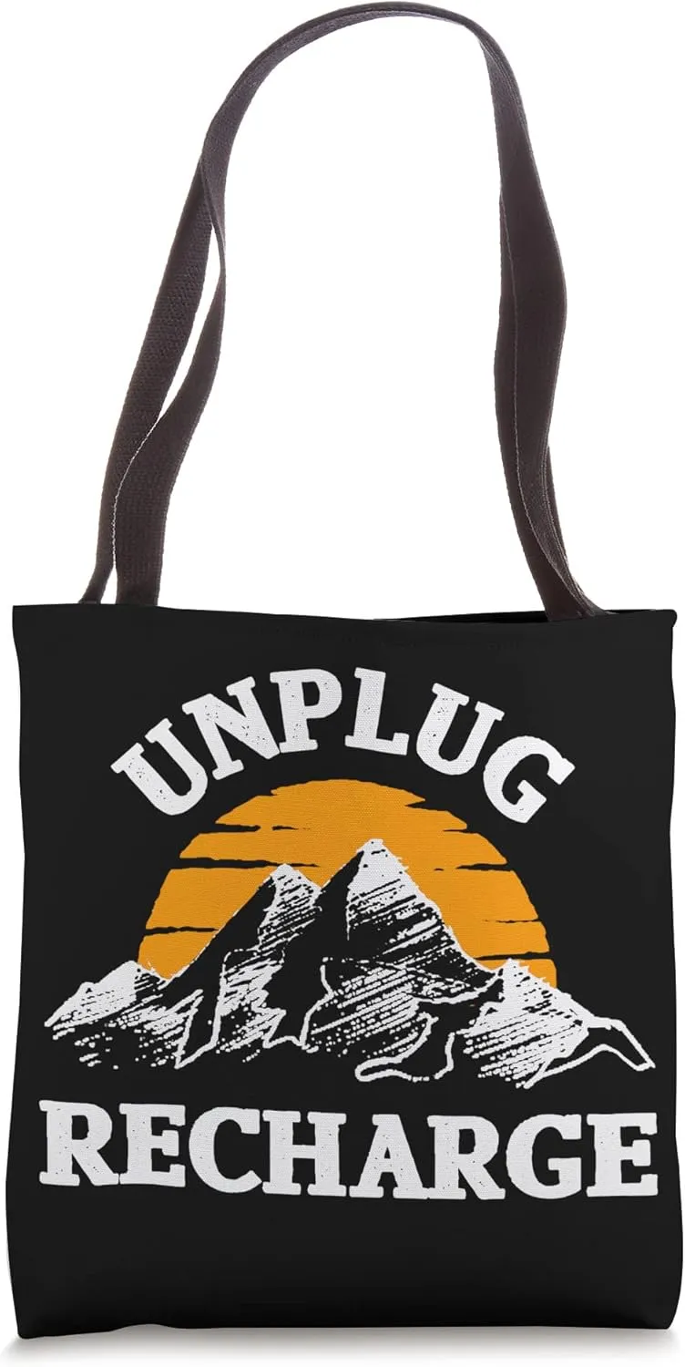Nature Lover Unplug Recharge Hiking Tote Bag