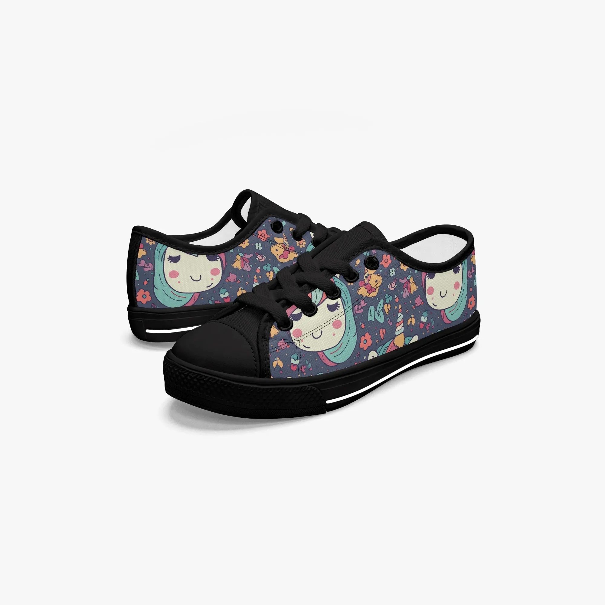 niche era Girl's Low-Top Canvas Shoes-Black