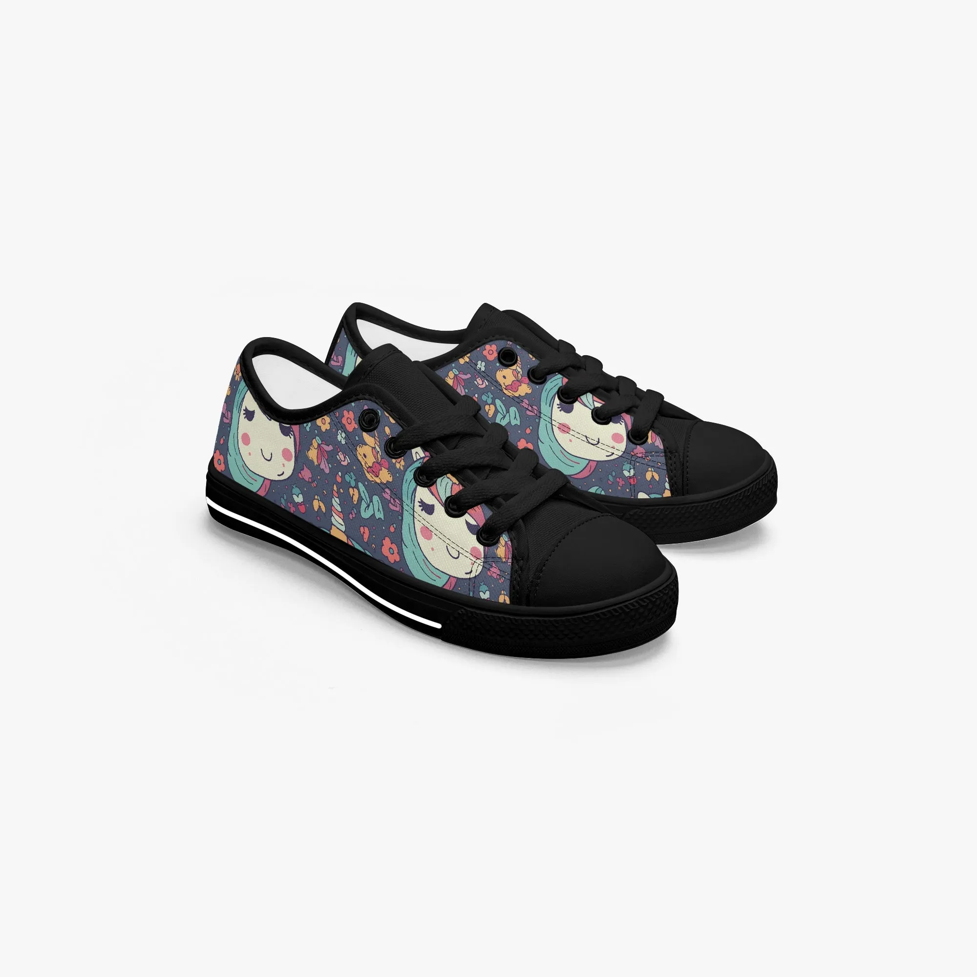 niche era Girl's Low-Top Canvas Shoes-Black