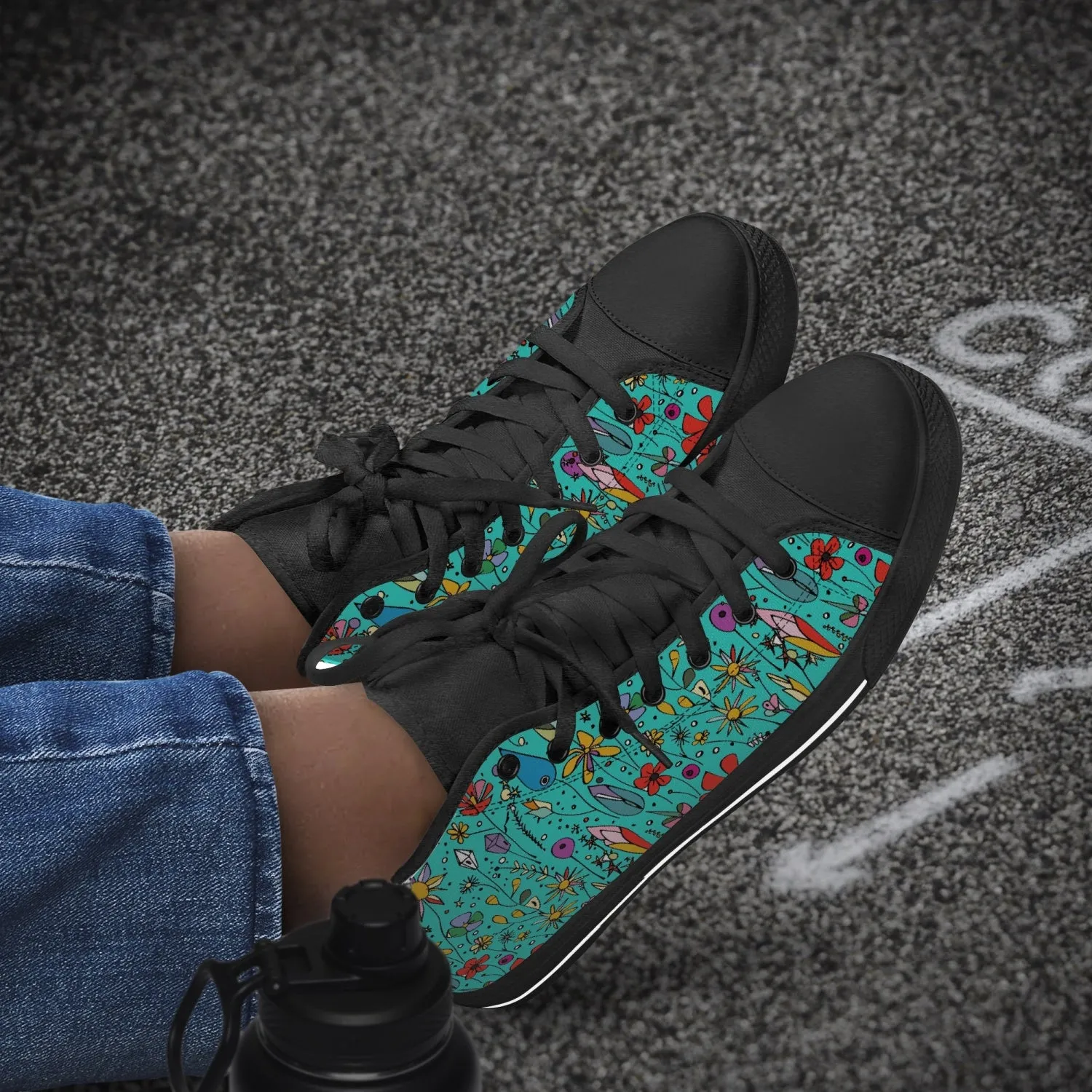 niche era Women's Classic High-Top Canvas Shoes - White/Black