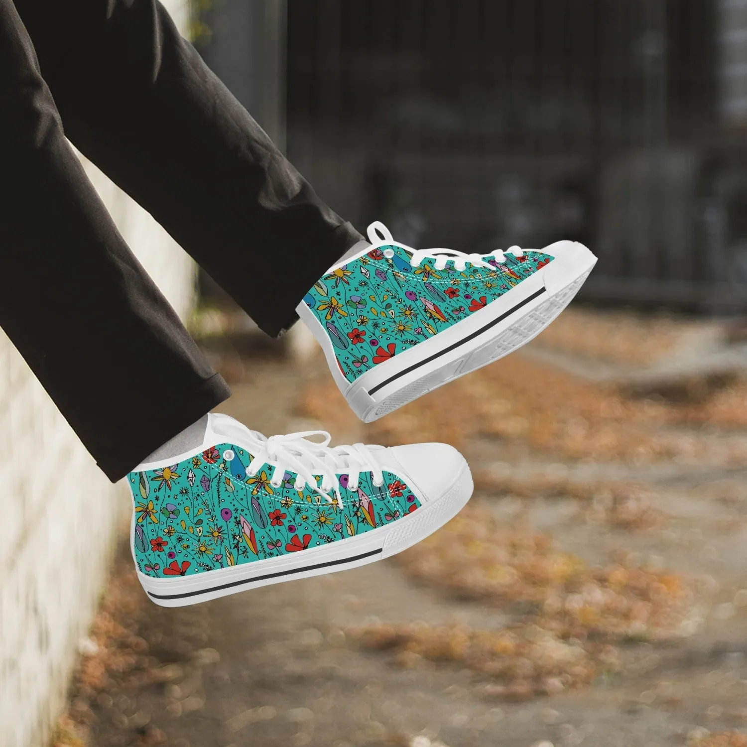 niche era Women's Classic High-Top Canvas Shoes - White/Black