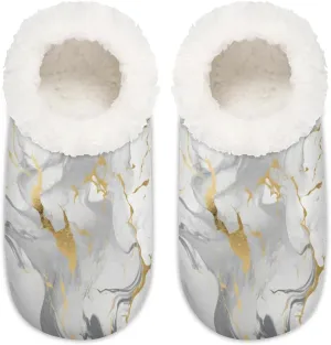 Night Sky Space Backdrop Dark Blue Cosmic Starry Fantasy Galaxy Universe Space Women's Soft Slippers Fuzzy Slip On House Slippers for Winter Bedroom Outdoor with Fleece Lining