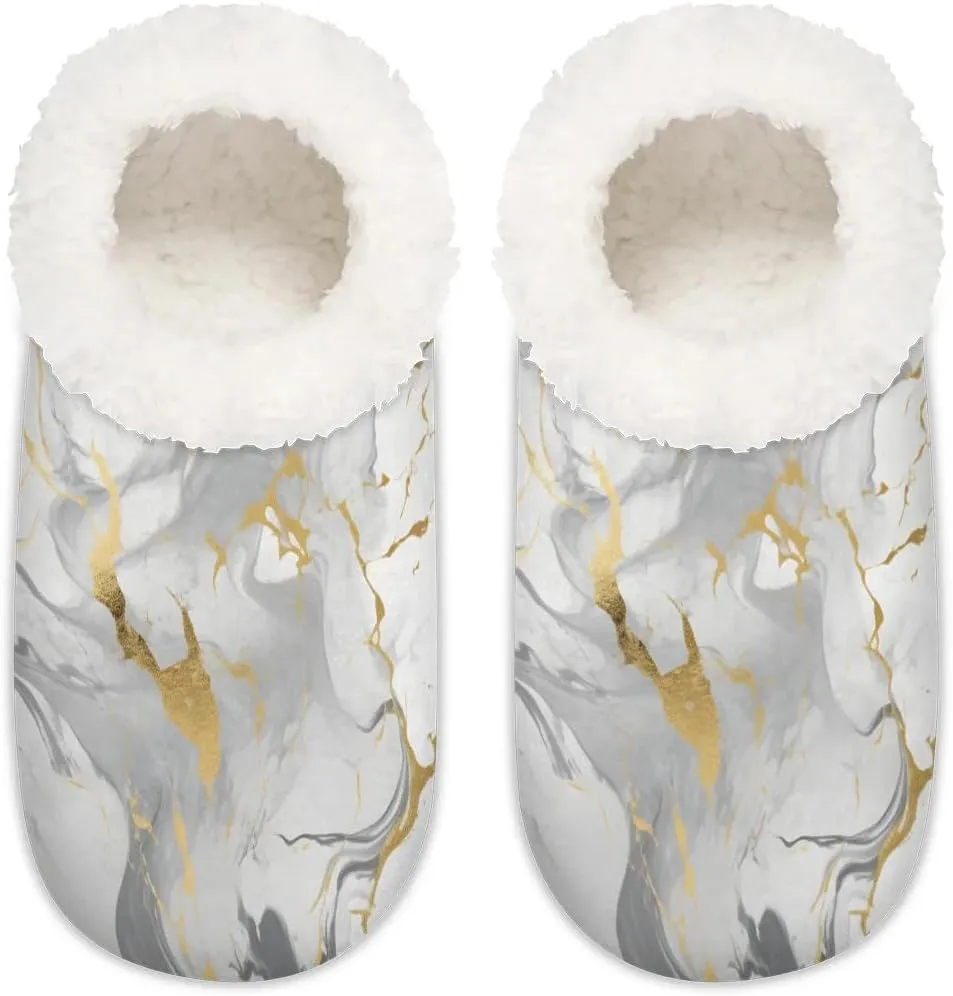 Night Sky Space Backdrop Dark Blue Cosmic Starry Fantasy Galaxy Universe Space Women's Soft Slippers Fuzzy Slip On House Slippers for Winter Bedroom Outdoor with Fleece Lining