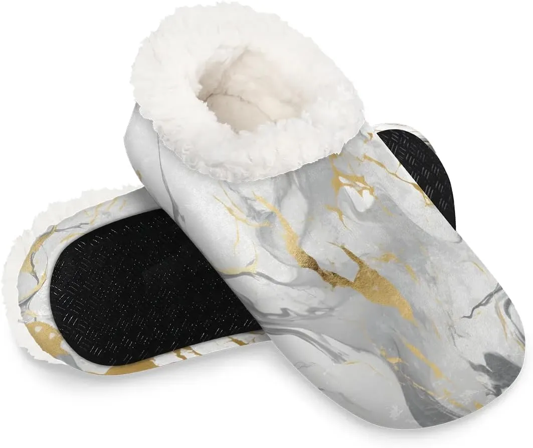 Night Sky Space Backdrop Dark Blue Cosmic Starry Fantasy Galaxy Universe Space Women's Soft Slippers Fuzzy Slip On House Slippers for Winter Bedroom Outdoor with Fleece Lining