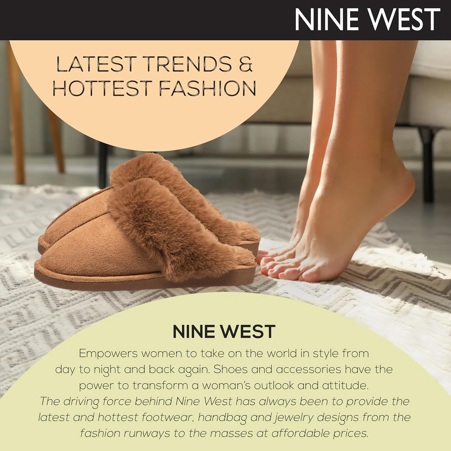 Nine West Scuff Slippers For Women, Extra Soft & Comfortable Winter House Shoes
