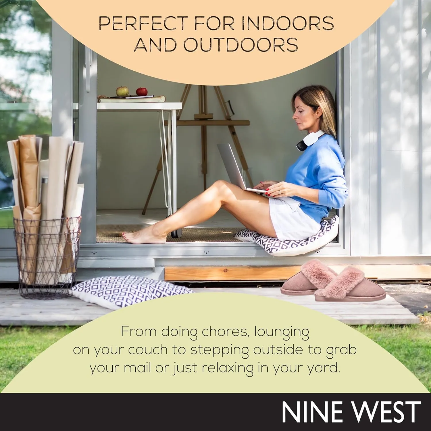 Nine West Scuff Slippers For Women, Extra Soft & Comfortable Winter House Shoes