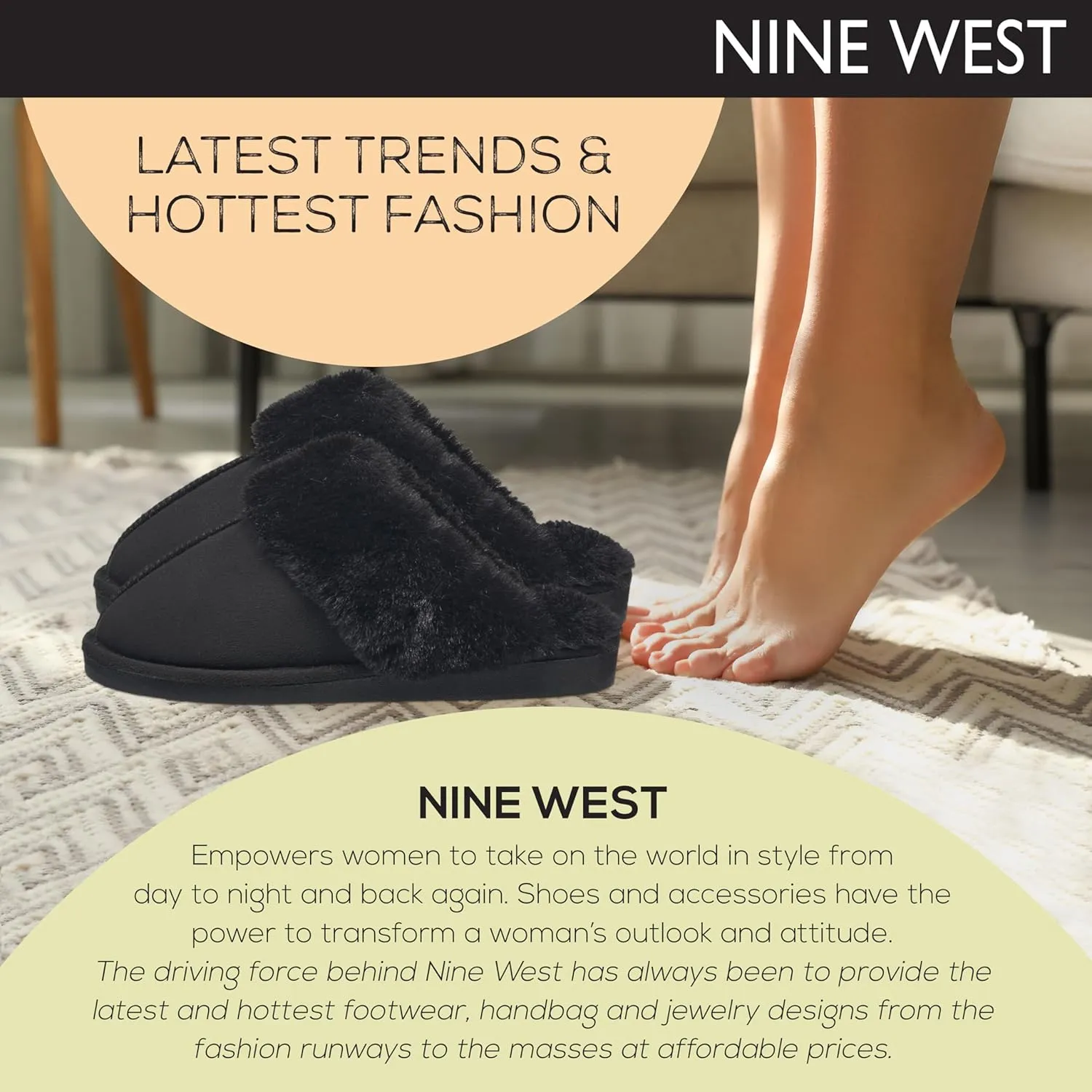 Nine West Scuff Slippers For Women, Extra Soft & Comfortable Winter House Shoes