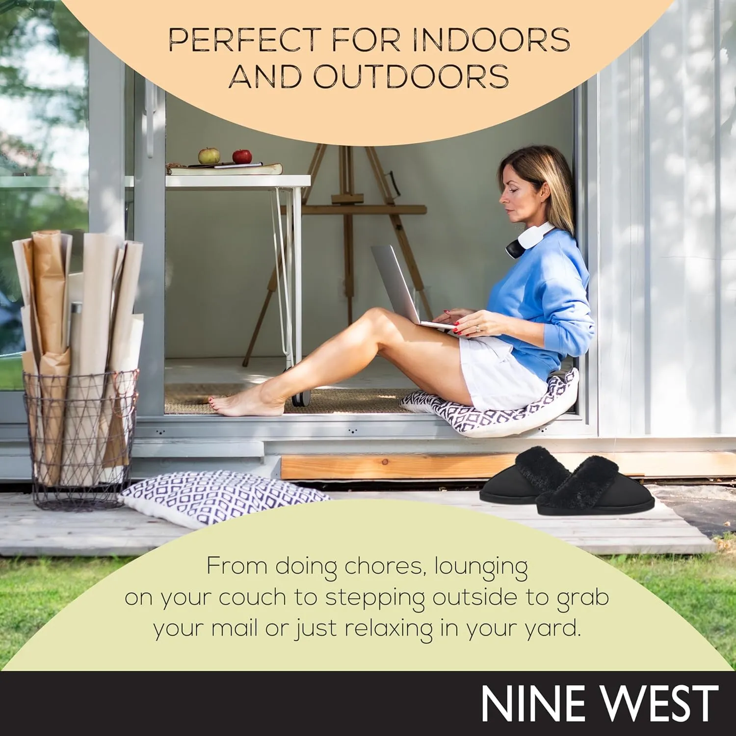 Nine West Scuff Slippers For Women, Extra Soft & Comfortable Winter House Shoes