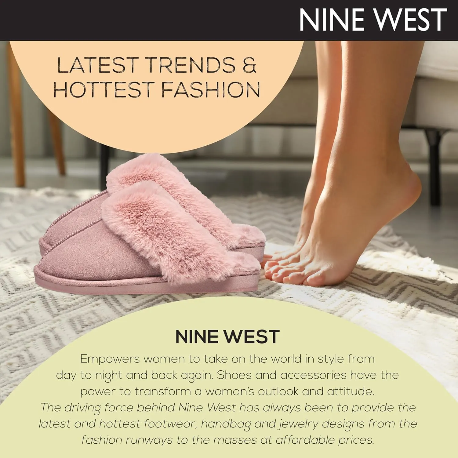 Nine West Scuff Slippers For Women, Extra Soft & Comfortable Winter House Shoes