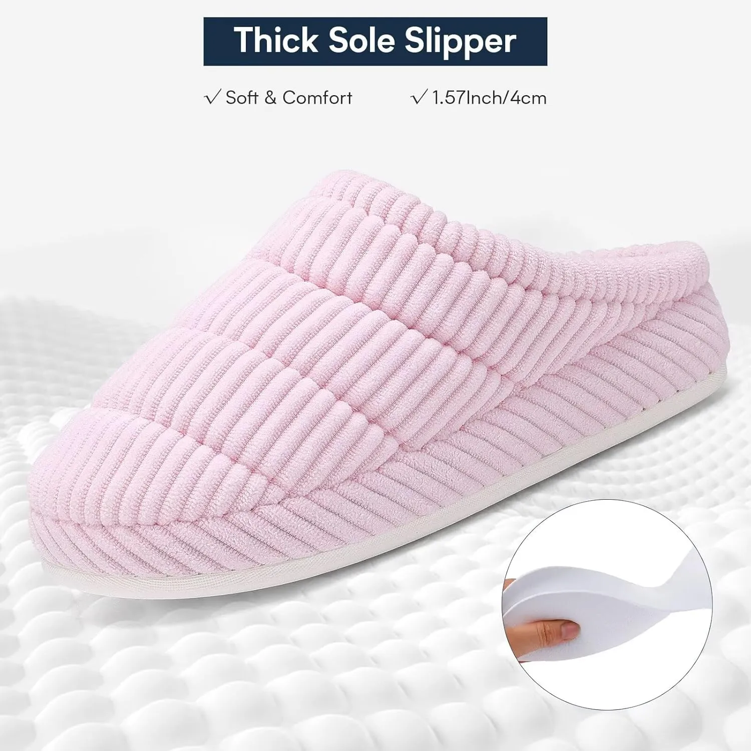 NineCiFun Women's Fuzzy House Slippers Corduroy Memory Foam Warm Slip On Slippers Comfy Bedroom Indoor Outdoor Shoes