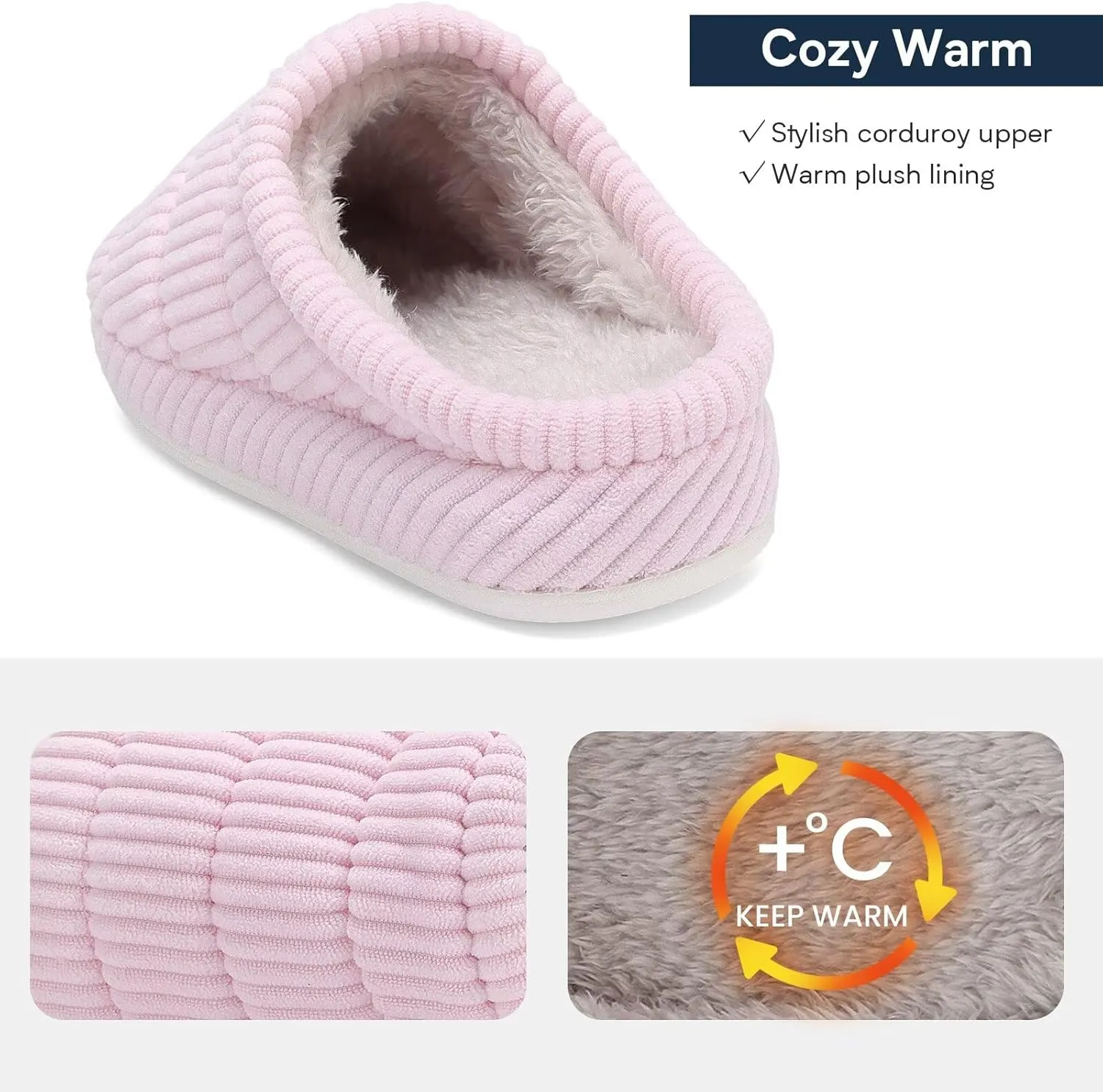 NineCiFun Women's Fuzzy House Slippers Corduroy Memory Foam Warm Slip On Slippers Comfy Bedroom Indoor Outdoor Shoes