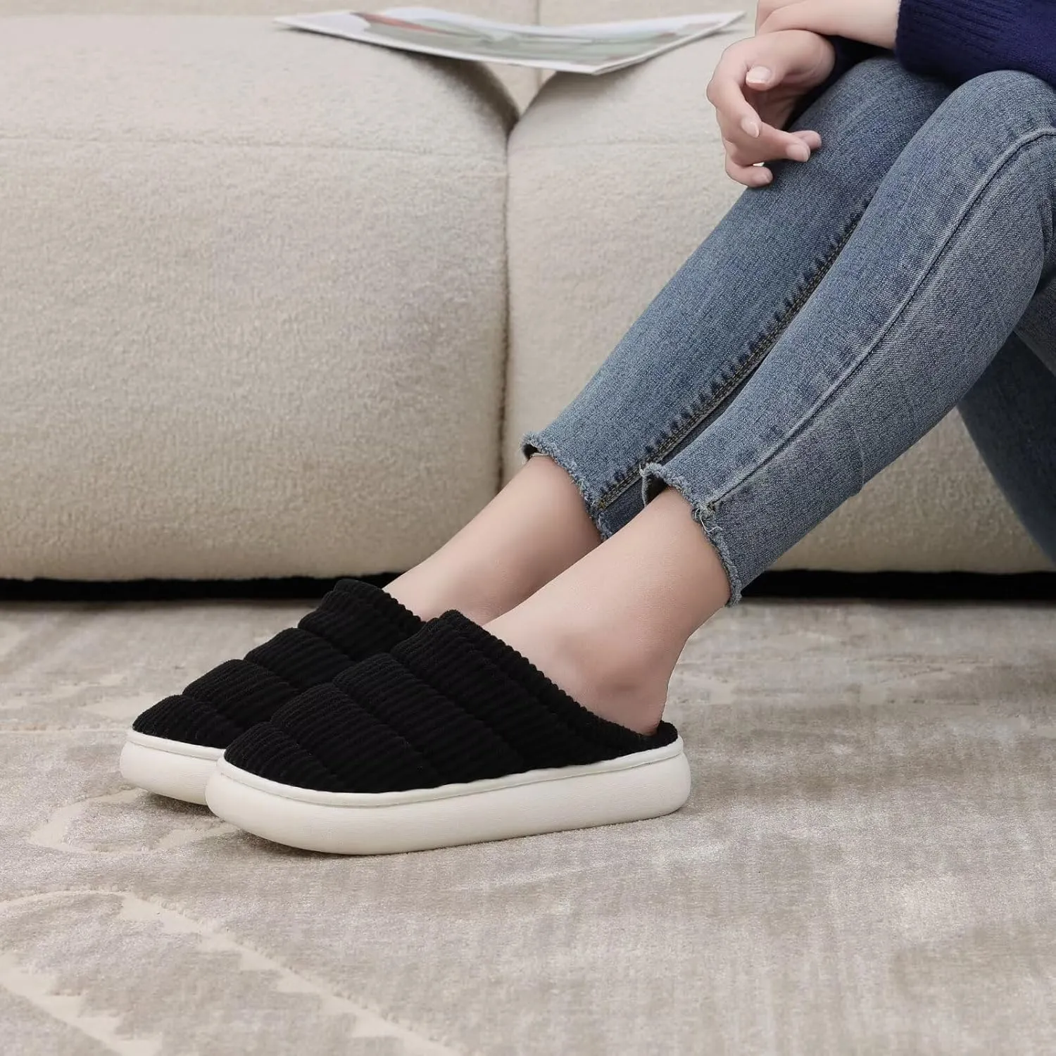 NineCiFun Womens House Shoes Warm Memory Foam Slippers for Women Indoor Soft Fleece Lined Womens Slippers