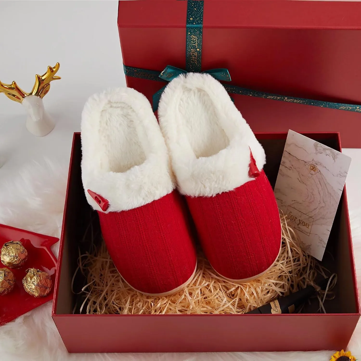 NineCiFun Women's Slip on Fuzzy House Slippers Memory Foam Slippers Scuff Outdoor Indoor Warm Plush Bedroom Shoes with Faux Fur Lining
