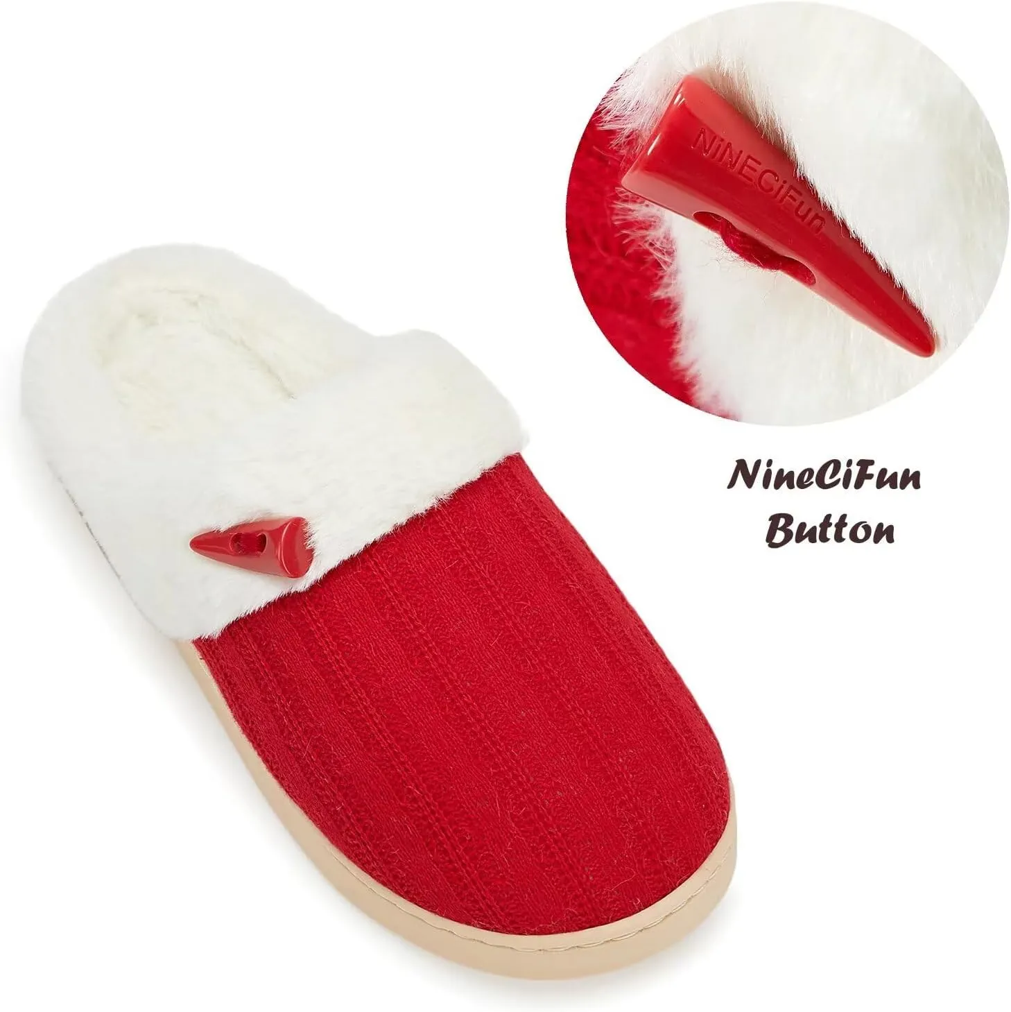 NineCiFun Women's Slip on Fuzzy House Slippers Memory Foam Slippers Scuff Outdoor Indoor Warm Plush Bedroom Shoes with Faux Fur Lining