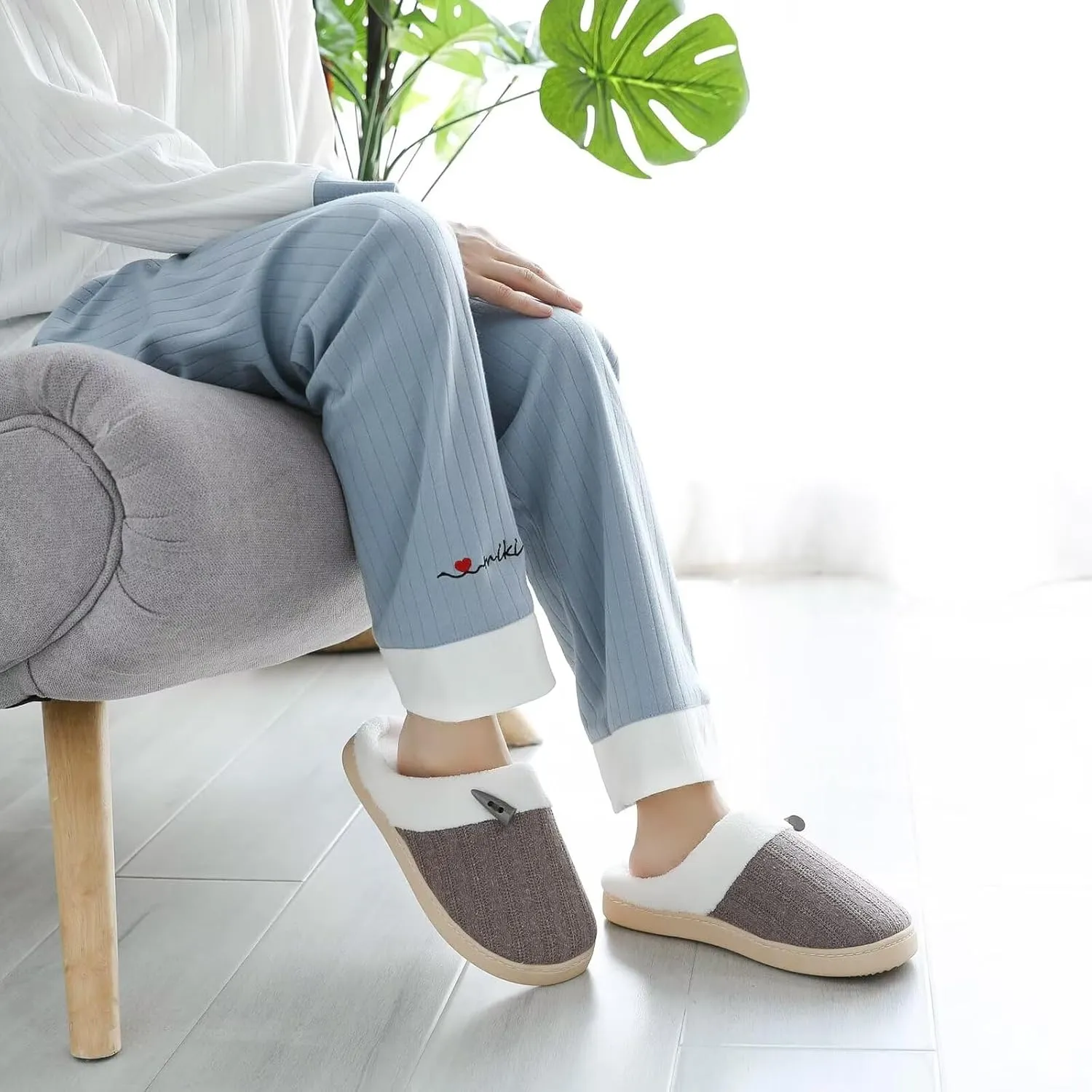NineCiFun Women's Slippers Scuff Comfy Lightweight House Shoes Slip on Memory Foam Bedroom Slippers Indoor Outdoor Home Shoes with Soft Terry Lining