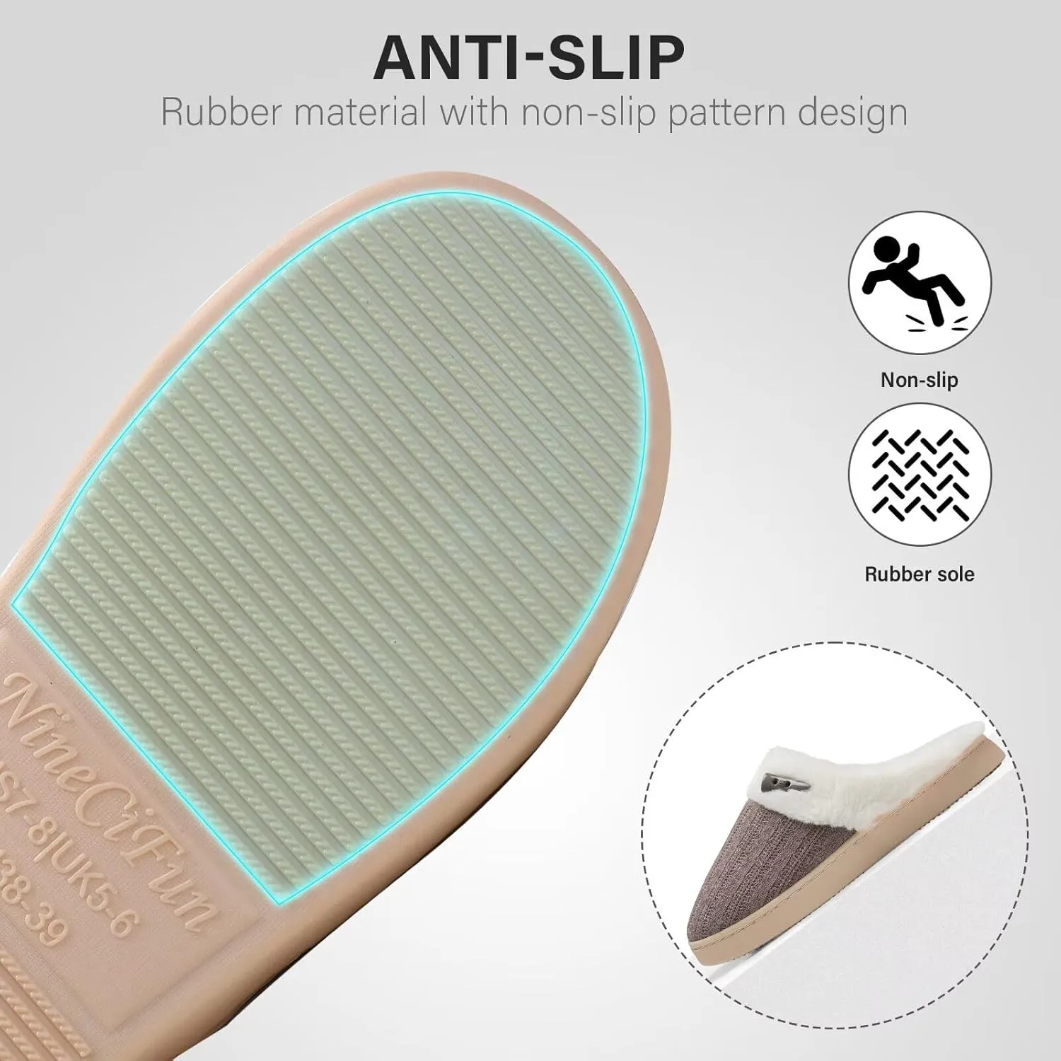 NineCiFun Women's Slippers Scuff Comfy Lightweight House Shoes Slip on Memory Foam Bedroom Slippers Indoor Outdoor Home Shoes with Soft Terry Lining