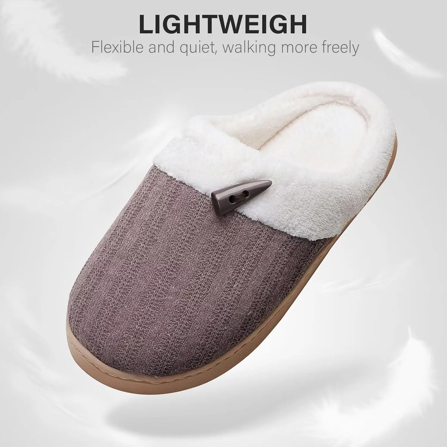 NineCiFun Women's Slippers Scuff Comfy Lightweight House Shoes Slip on Memory Foam Bedroom Slippers Indoor Outdoor Home Shoes with Soft Terry Lining