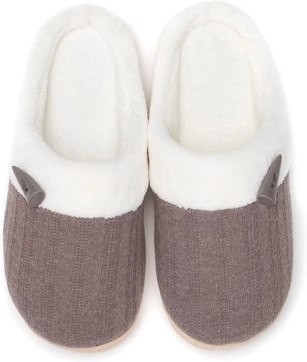 NineCiFun Women's Slippers Scuff Comfy Lightweight House Shoes Slip on Memory Foam Bedroom Slippers Indoor Outdoor Home Shoes with Soft Terry Lining