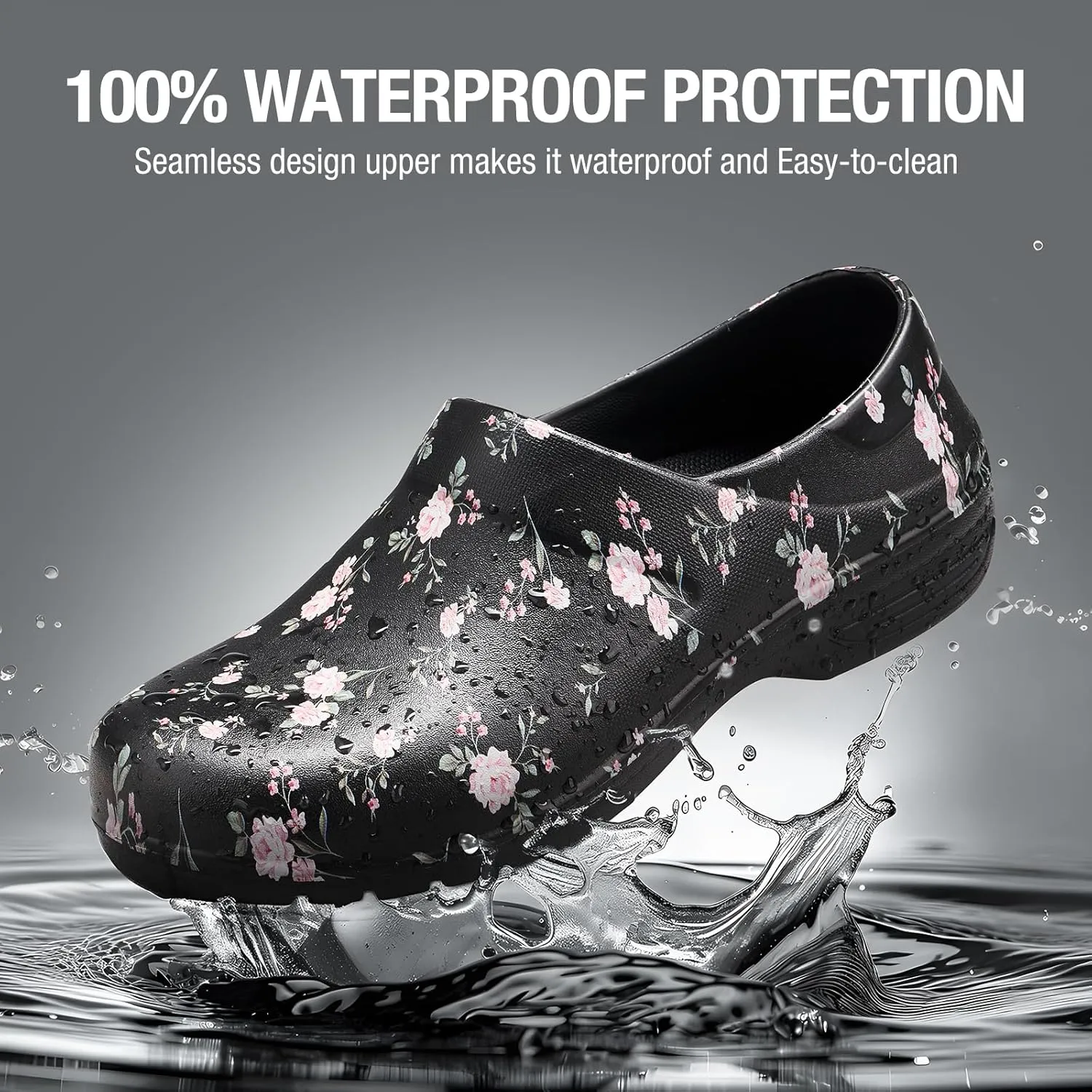NINGO Slip Resistant Work Shoes for Women, Non Slip Chef Shoes, Waterproof & Easy to Clean, Comfortable Lightweight Women's Clogs, Nurse Shoes for Food Service, Healthcare, Gardening