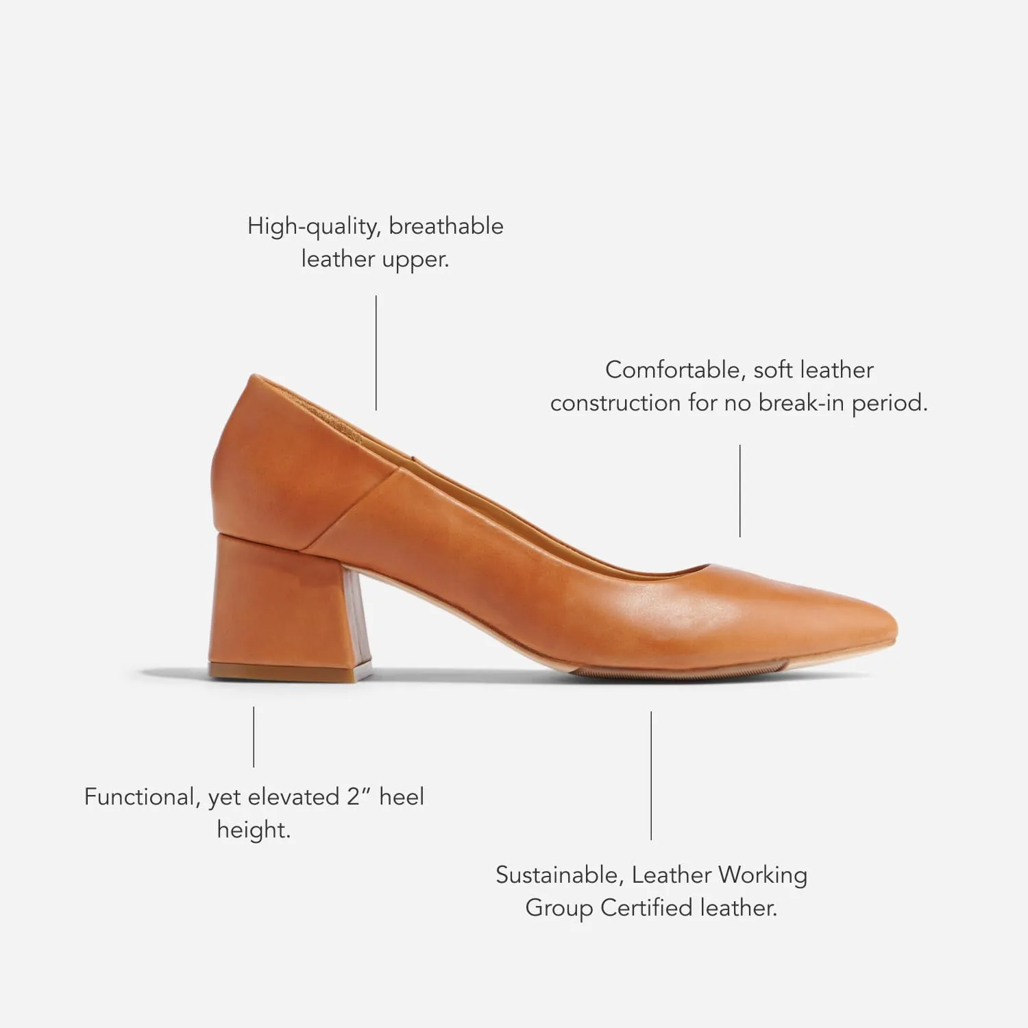 Nisolo Women's Fiorela Go-to Heels, from Dressy Casual to Any Occasions, 2" Heel Height, Soft & Breathable Leather Construction, Cushioned Memory Foam Insoles for Comfort, True to Size
