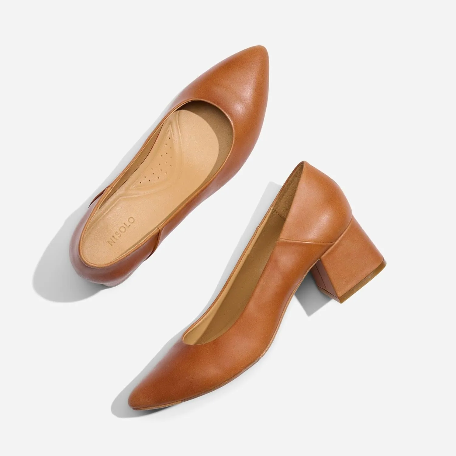Nisolo Women's Fiorela Go-to Heels, from Dressy Casual to Any Occasions, 2" Heel Height, Soft & Breathable Leather Construction, Cushioned Memory Foam Insoles for Comfort, True to Size
