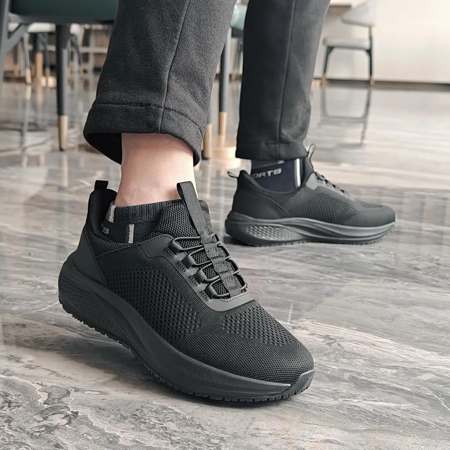 Non Slip Work Shoes for Men Slip Resistant Food Service Shoes Slip on Chef Kitchen Restaurant Sneakers Mesh Work Footwear Lightweight Walking Shoes Casual Fashion