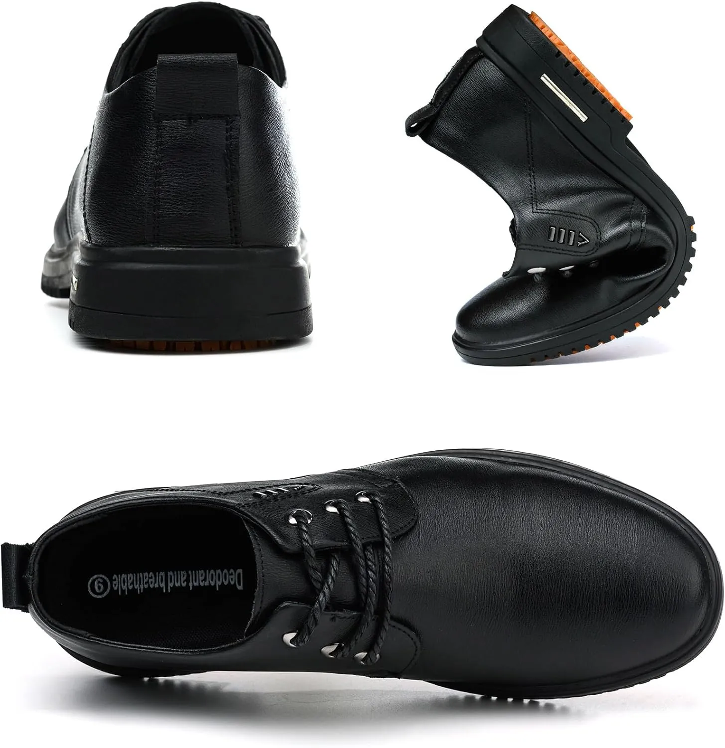 Non Slip Work Shoes for Men Waterproof Mens Slip Resistant Shoes，Comfortable Food Service Kitchen Restaurant Chef Work Shoes Black