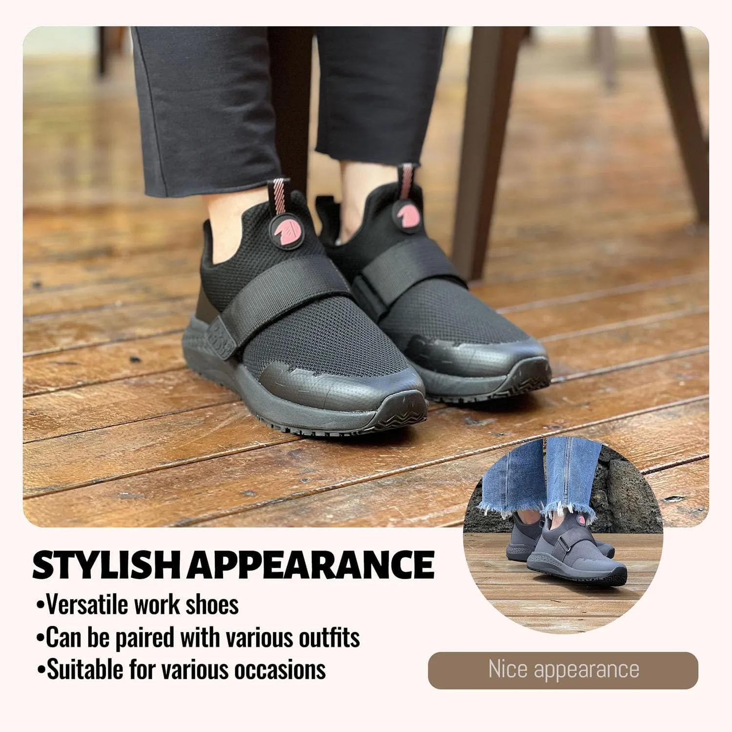 Non Slip Work Shoes for Women Food Service Slip Resistant Waterproof Kitchen Chef Slip On Restaurant Shoes Walking Sneakers Lightweight Comfortable Working Footwear