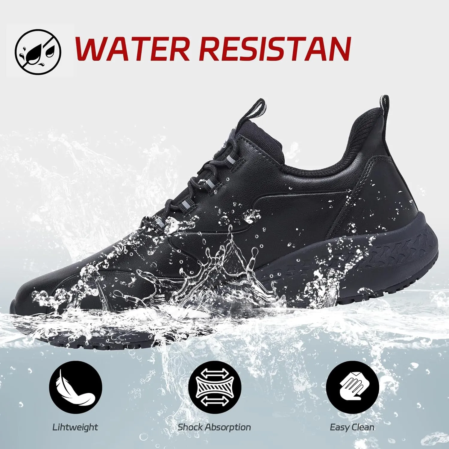 Non Slip Work Shoes for Women Slip on Waterproof Kitchen Chef Restaurant Walking Sneakers Comfortable Food Service Working Footwear Leather Nursing Shoe