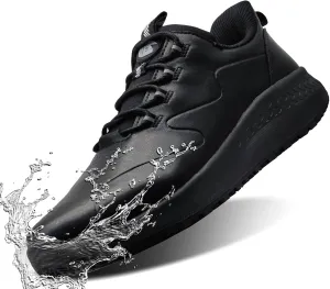 Non Slip Work Shoes for Women Slip on Waterproof Kitchen Chef Restaurant Walking Sneakers Comfortable Food Service Working Footwear Leather Nursing Shoe