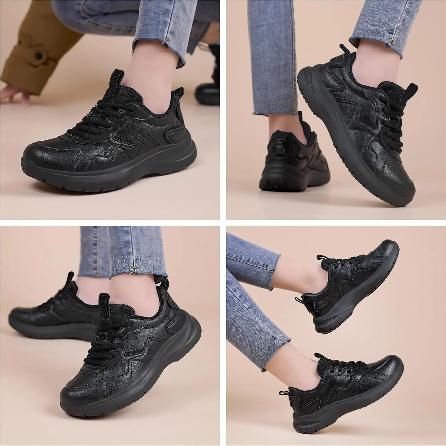 Non Slip Work Shoes Women Food Service-Lightweight and Comfortable Lace Up Shoe Suitable for Restaurants and Crew Work