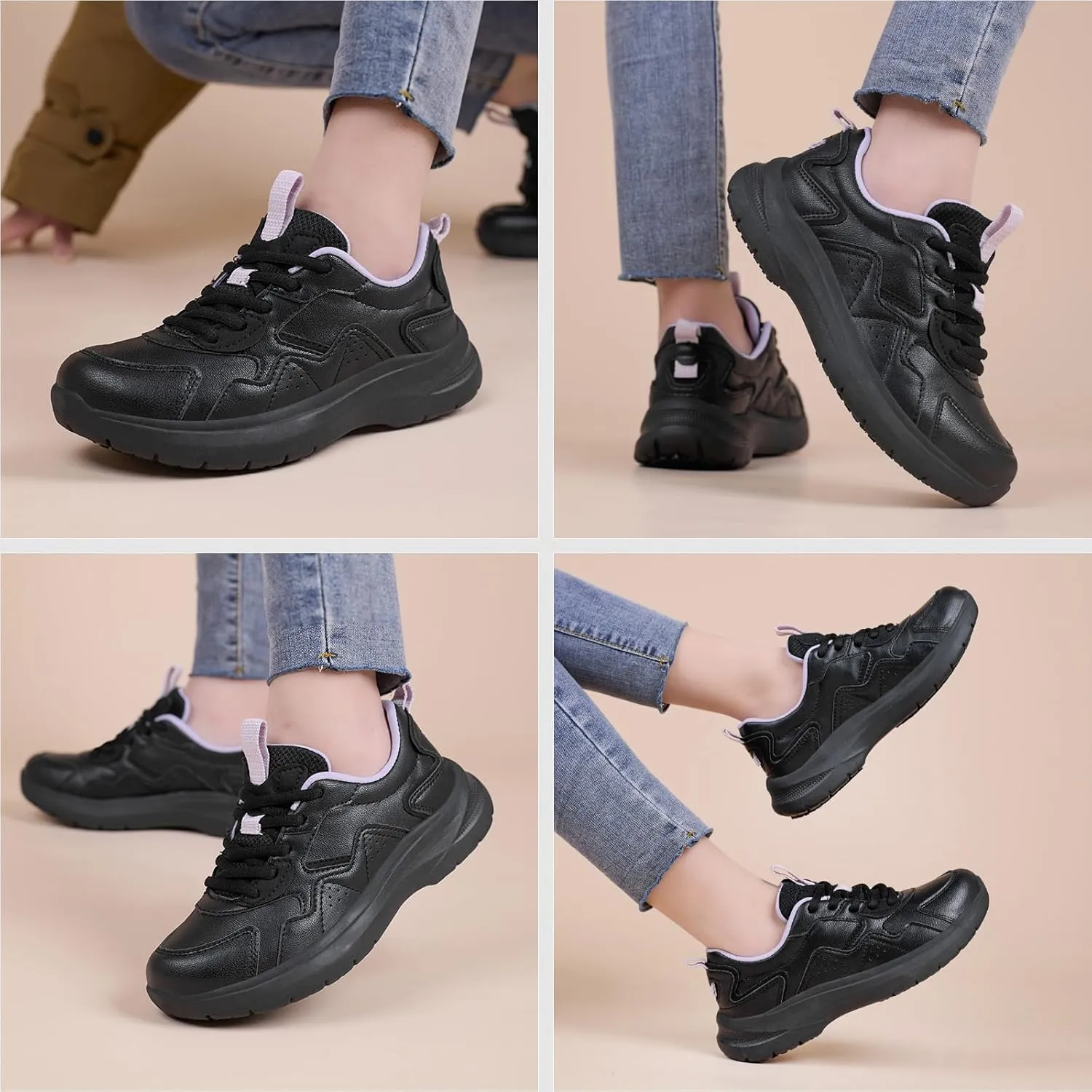 Non Slip Work Shoes Women Food Service-Lightweight and Comfortable Lace Up Shoe Suitable for Restaurants and Crew Work