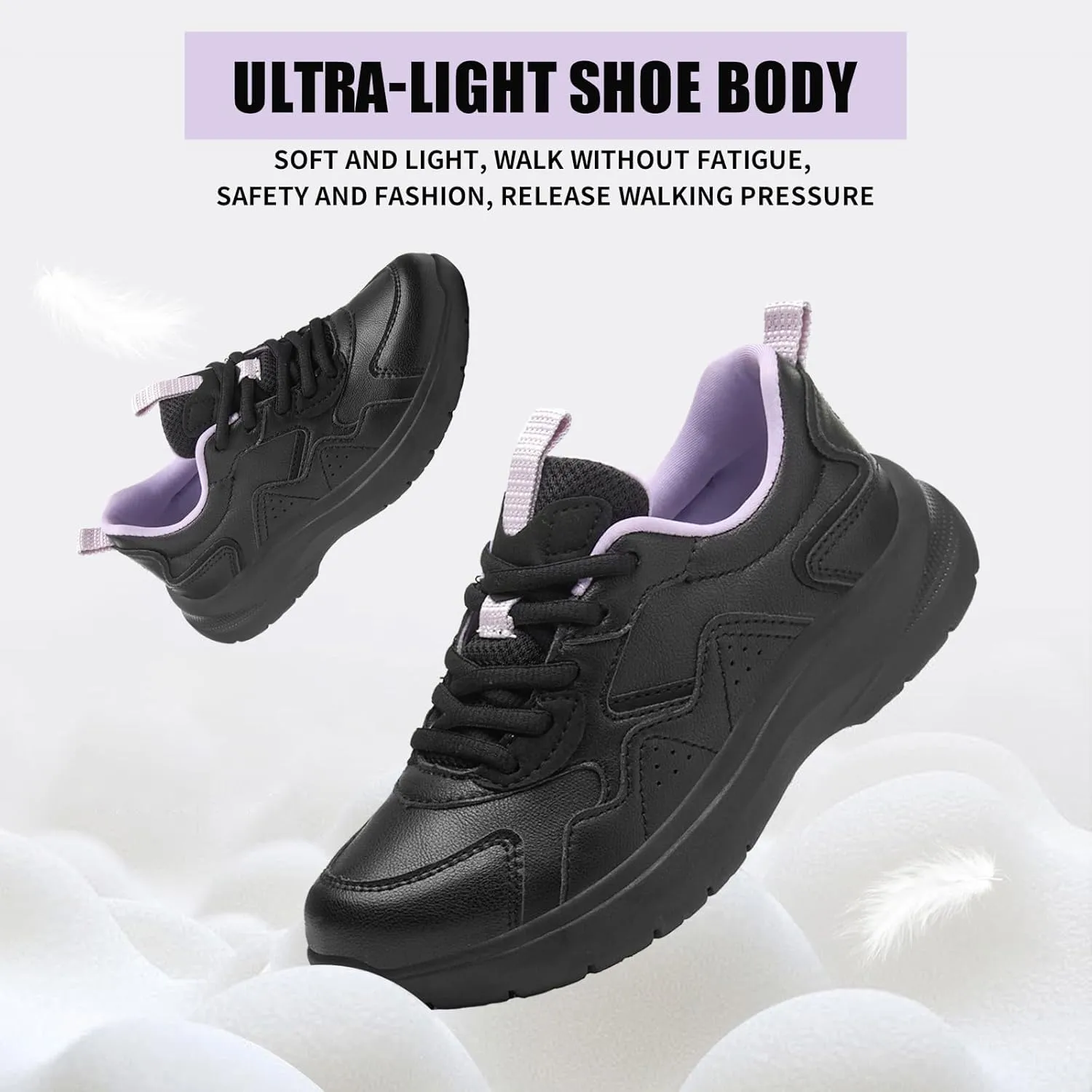 Non Slip Work Shoes Women Food Service-Lightweight and Comfortable Lace Up Shoe Suitable for Restaurants and Crew Work