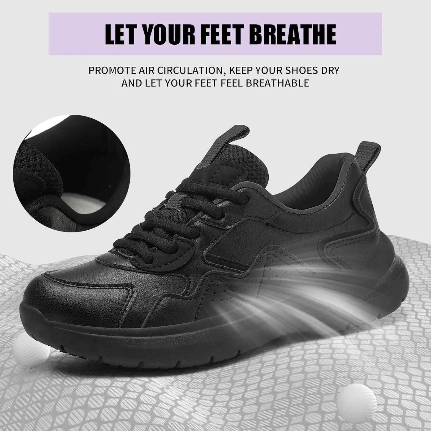 Non Slip Work Shoes Women Food Service-Lightweight and Comfortable Lace Up Shoe Suitable for Restaurants and Crew Work