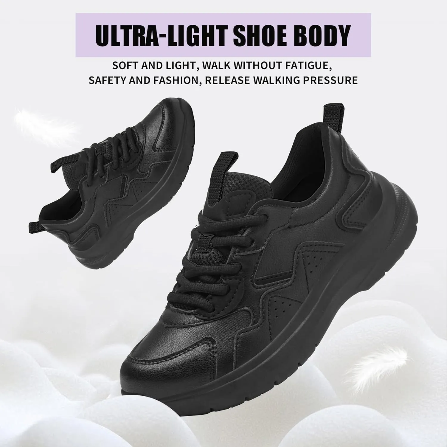 Non Slip Work Shoes Women Food Service-Lightweight and Comfortable Lace Up Shoe Suitable for Restaurants and Crew Work