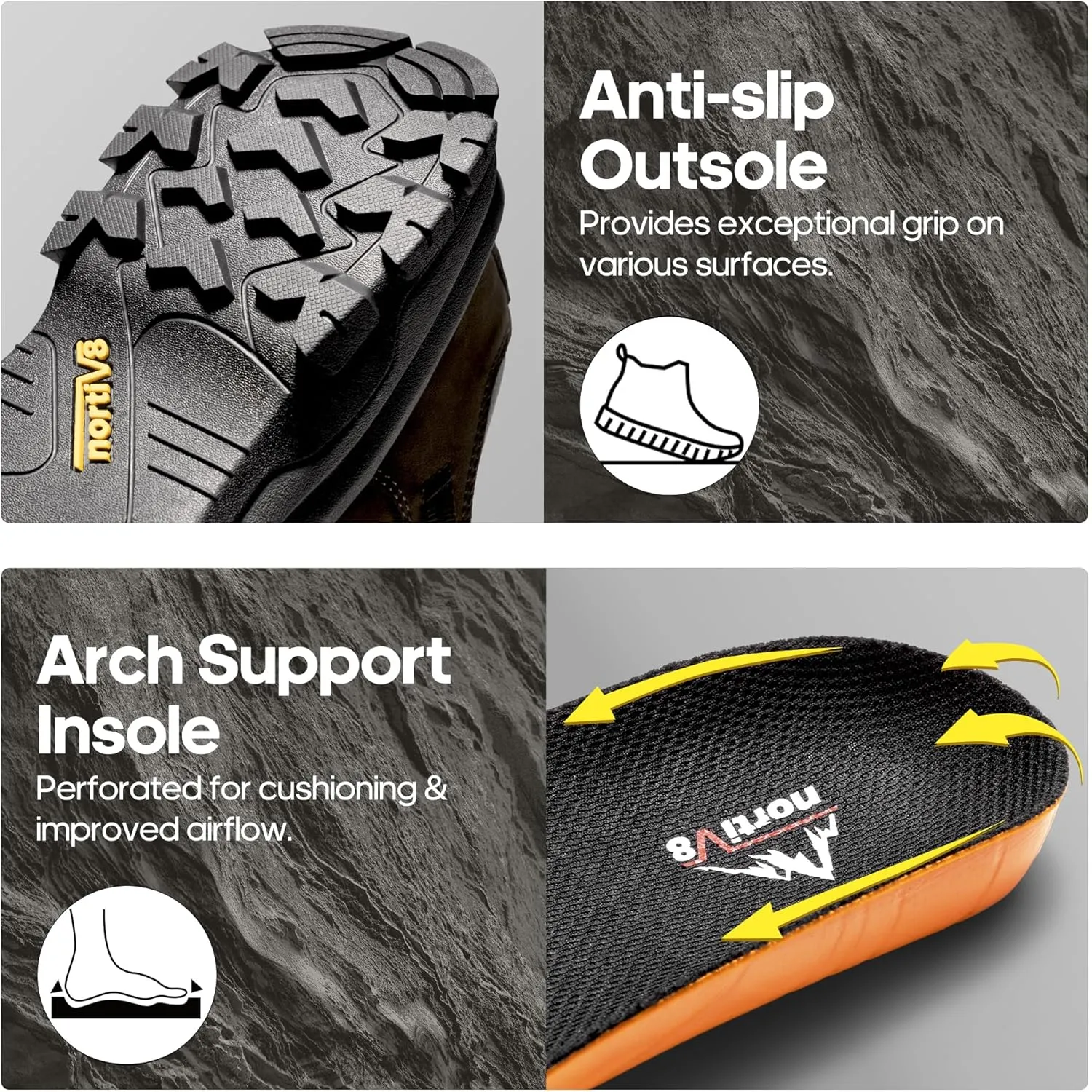 NORTIV 8 Men's Waterproof Hiking Shoes Non-Slip Trekking Trail Shoes Lightweight Durable Outdoor Work Shoes Bluff