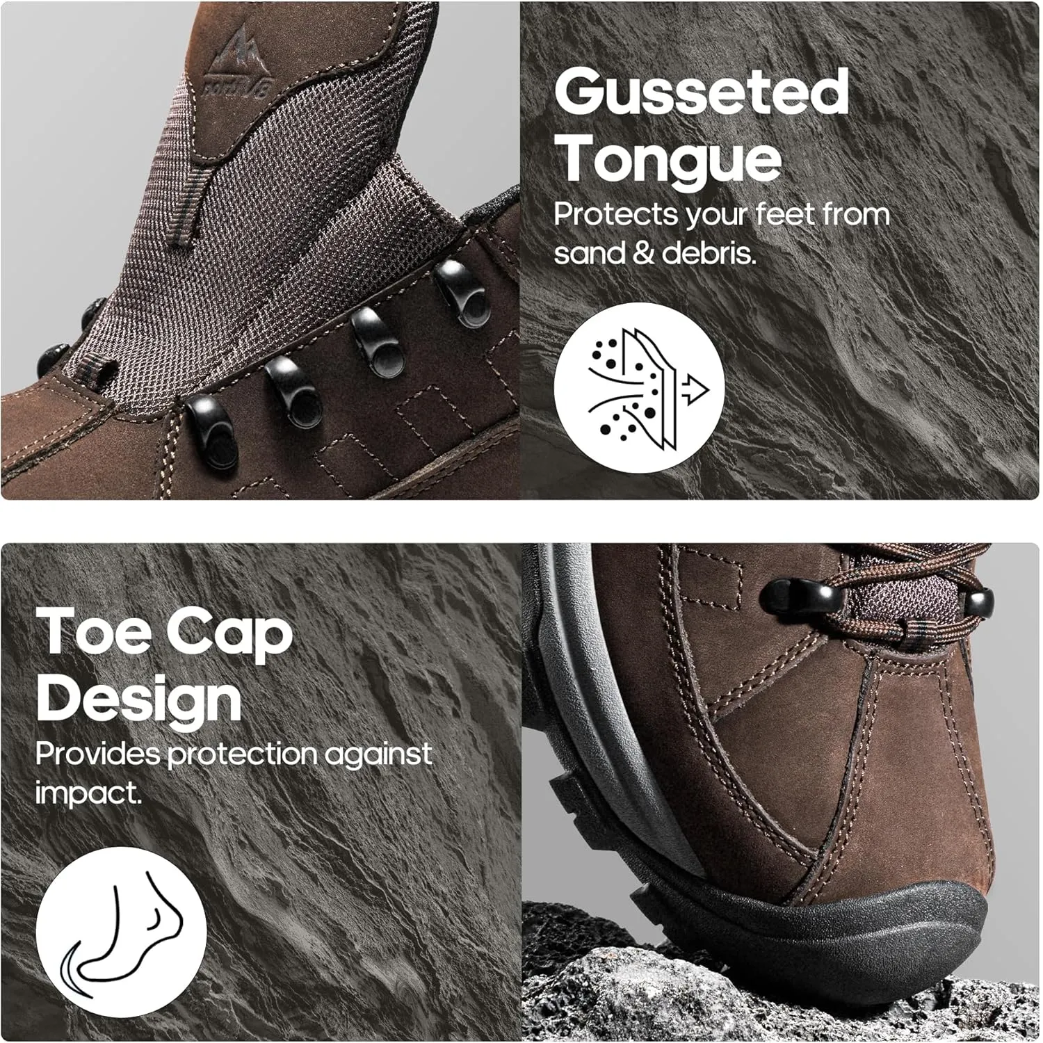 NORTIV 8 Men's Waterproof Hiking Shoes Non-Slip Trekking Trail Shoes Lightweight Durable Outdoor Work Shoes Bluff