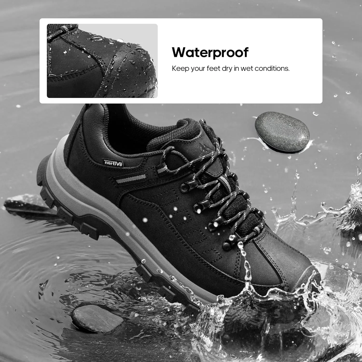 NORTIV 8 Men's Waterproof Hiking Shoes Non-Slip Trekking Trail Shoes Lightweight Durable Outdoor Work Shoes Bluff