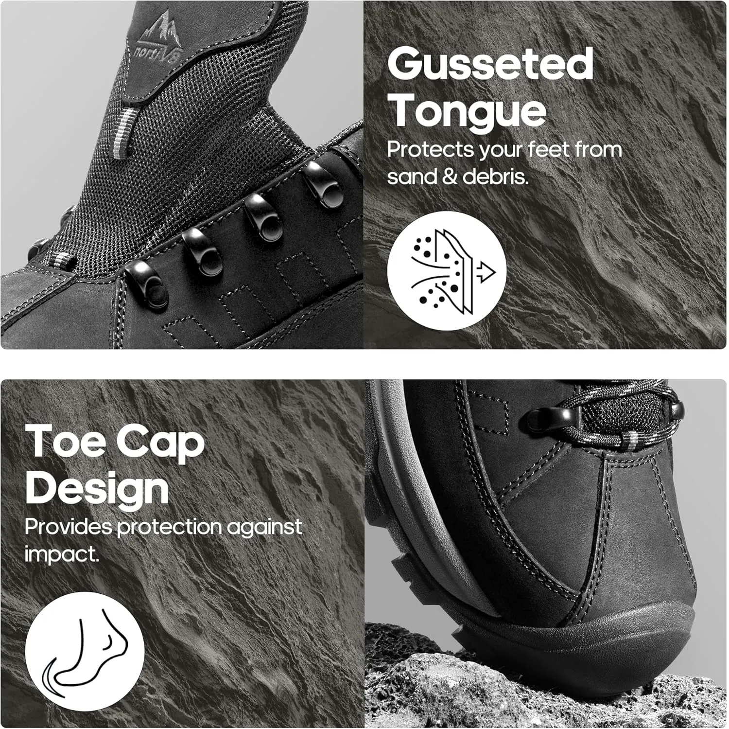 NORTIV 8 Men's Waterproof Hiking Shoes Non-Slip Trekking Trail Shoes Lightweight Durable Outdoor Work Shoes Bluff