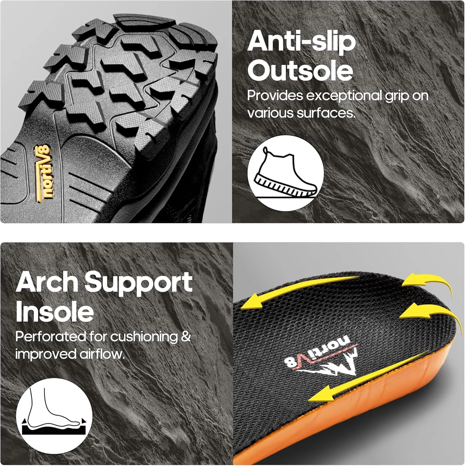 NORTIV 8 Men's Waterproof Hiking Shoes Non-Slip Trekking Trail Shoes Lightweight Durable Outdoor Work Shoes Bluff