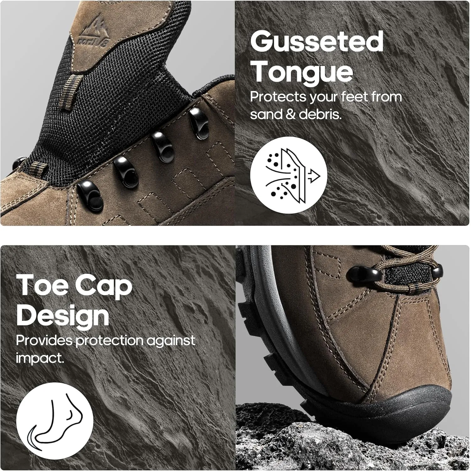 NORTIV 8 Men's Waterproof Hiking Shoes Non-Slip Trekking Trail Shoes Lightweight Durable Outdoor Work Shoes Bluff