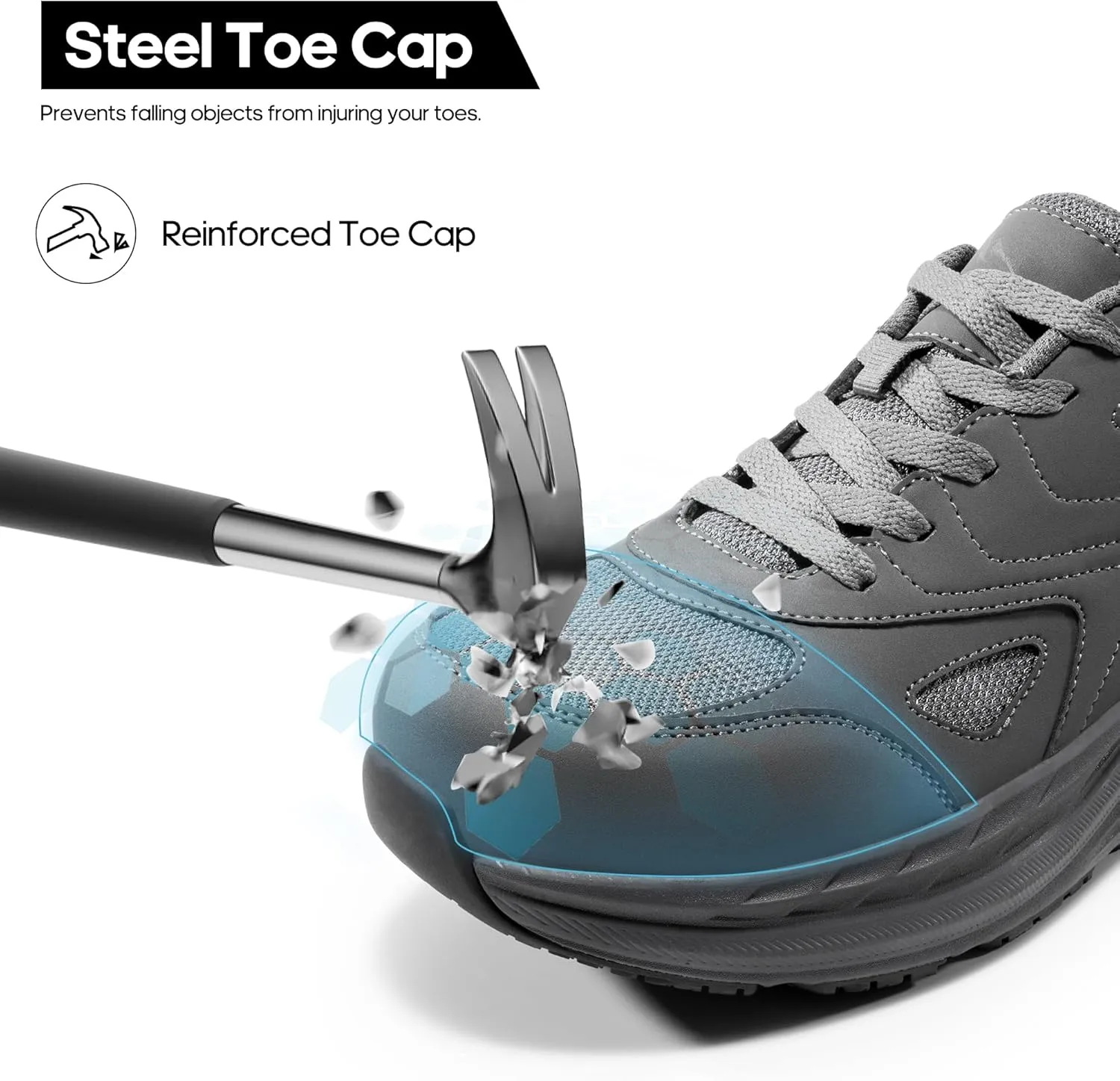 NORTIV 8 Non Slip Work Shoes for Men Steel Toe Comfortable Lightweight Slip Resistant Safety Shoes