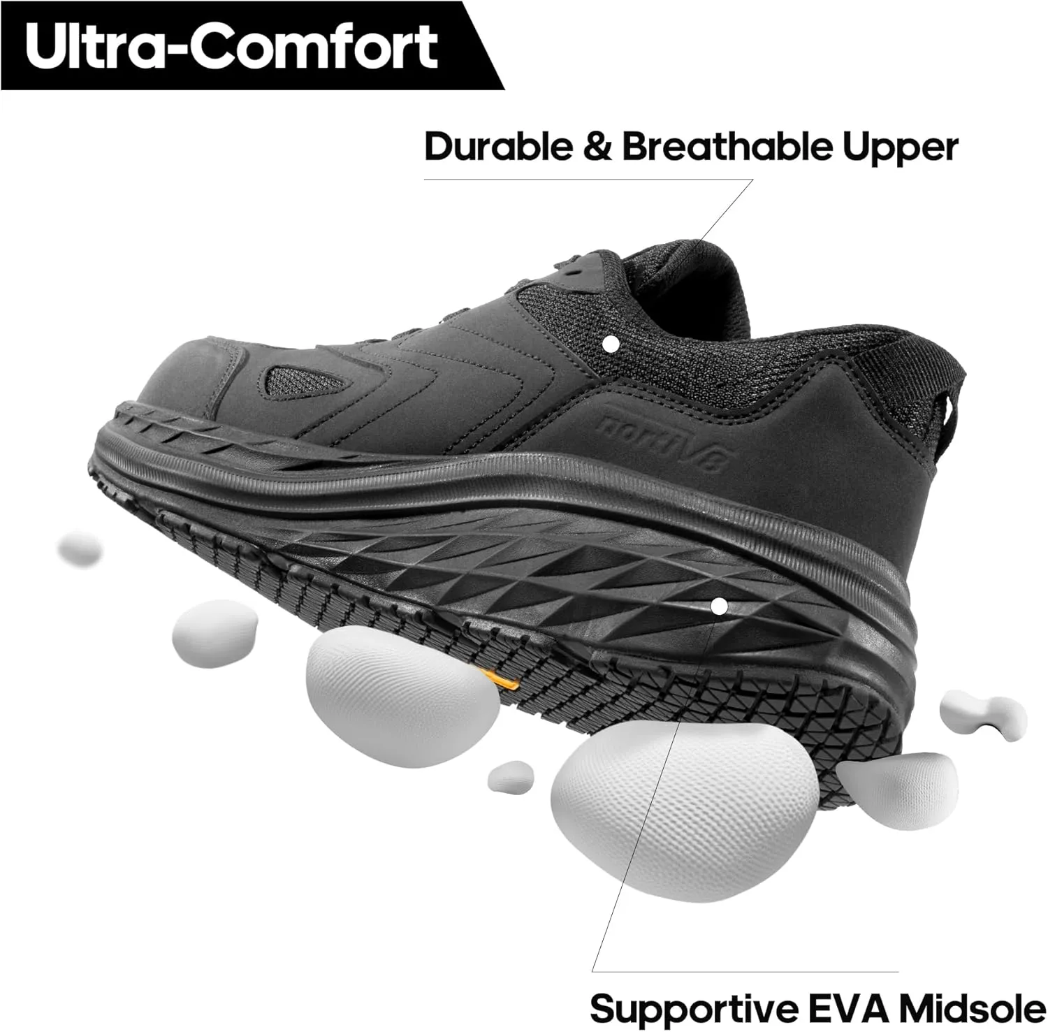 NORTIV 8 Non Slip Work Shoes for Men Steel Toe Comfortable Lightweight Slip Resistant Safety Shoes