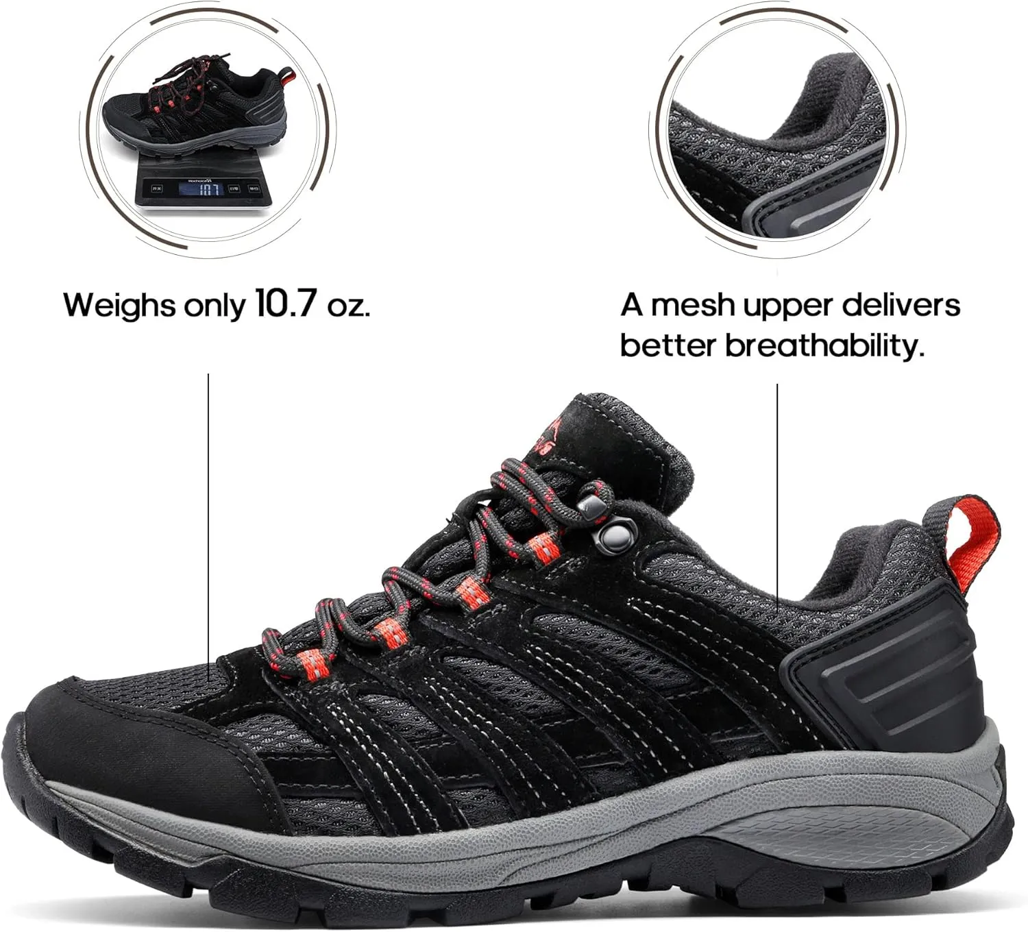 NORTIV 8 Women's Hiking Shoes Lightweight Breathable Mesh Walking Sneakers Outdoor Work Shoes